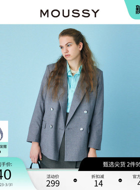 MOUSSY 夏季深v戗驳领双排扣西装外套女010GSH30-0400