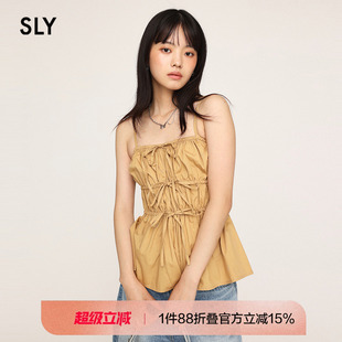 0191 SLY 春季 甜美度假风设计感褶皱绑带吊带衫 038HSM30