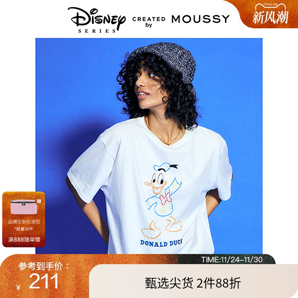 moussy俏皮唐老鸭oversizeT恤