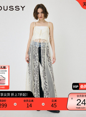 moussy 春季纯欲叠穿透视蕾丝吊带连衣裙女010HA633-7381