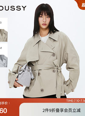 MOUSSY 春季随性都市风系带短款风衣外套女028ISZ30-0531