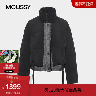 MOUSSY 冬季撞色90立领短款羽绒夹克外套女028IAC30-1091