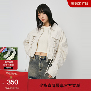 SLY 冬季酷辣街头短款工装抽绳夹克外套女038HAM30-0191