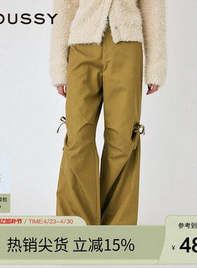 MOUSSY 春季阔腿微喇工装裤蝴蝶结休闲裤女010ISS31-2681