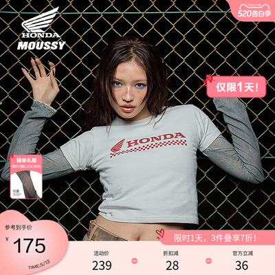 【HONDA】MOUSSY 2025夏季新品LOGO正肩短袖T恤女010ISL01-5951