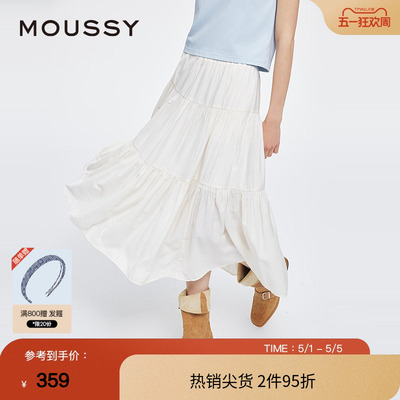 moussy 2025春季新品文艺田园风大摆裙长款半身裙女028ISA31-3261