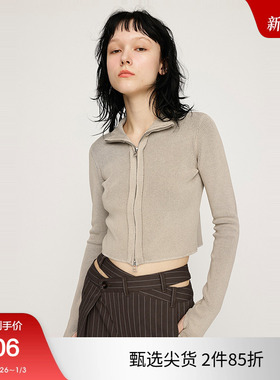 SLY 2025春季新品简约短款修身打底针织衫小上衣女030ISZ70-3971