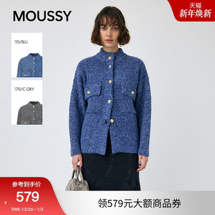 2025秋季 女010IA770 新品 毛针织开衫 7891 复古风立领长袖 moussy