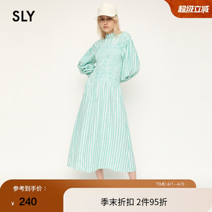 连衣裙女C30GAY33 1990 度假风条纹设计优雅长款 SLY奥莱春季