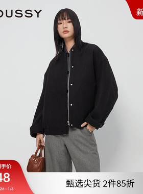 moussy 冬季新品老钱静奢风廓形毛呢夹克外套女010HAJ30-1401