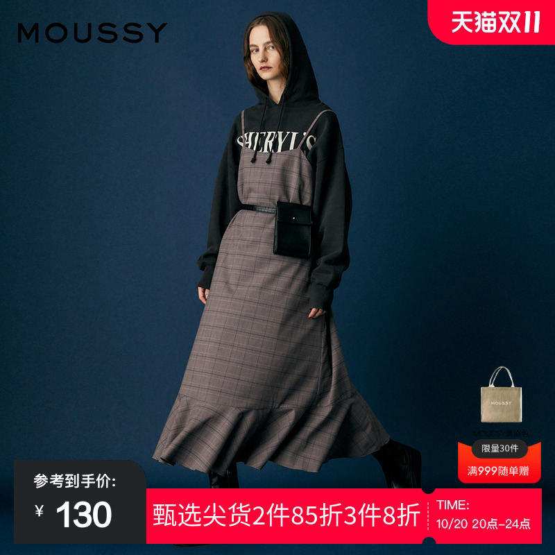 moussy奥莱 秋冬直筒荷叶下摆吊带连衣裙010EAB30-6590 - 封面