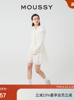 MOUSSY 夏季法式浪漫优雅短款雪纺连衣裙女028HSZ30-0571