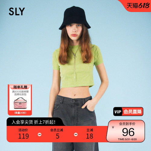 sly丝绒短款修身复古简约短袖T恤