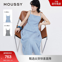 moussy 2025夏季新品文艺田园风格纹刺绣吊带连衣裙028ISA33-0007