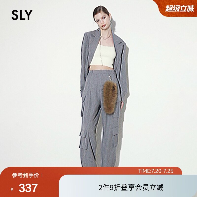 SLY 夏季不对称多口袋工装裤中性风休闲裤030HSR31-1380