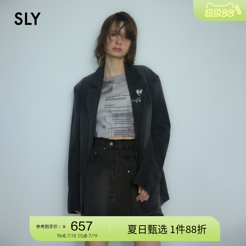 sly摇滚丹宁风水洗复古牛仔外套