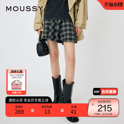 moussy 春季美式复古风blokette格纹半身裙010HAS31-1601