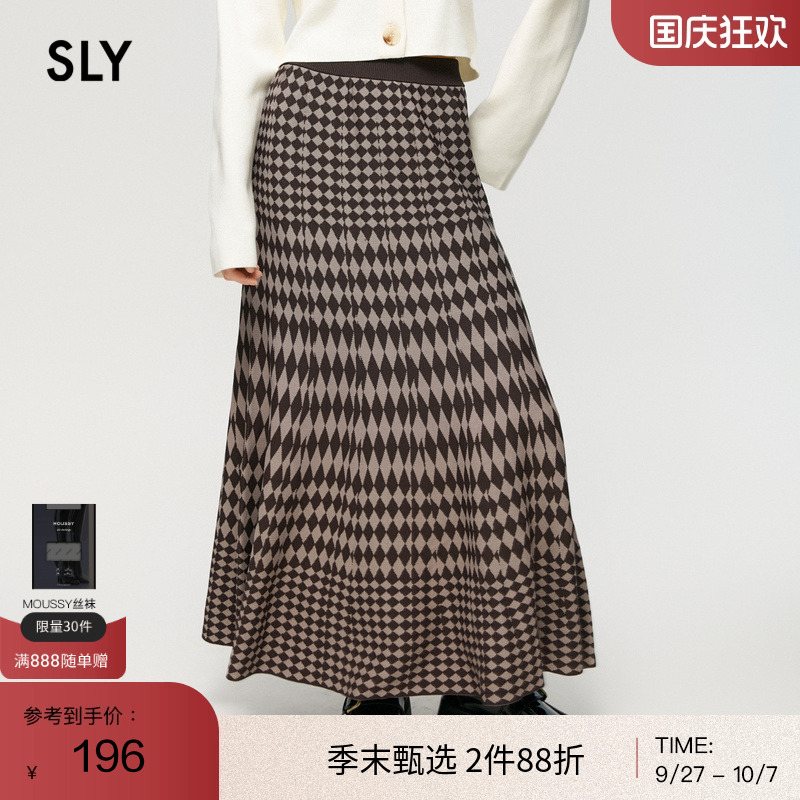 sly复古格纹设计经典英伦半身裙