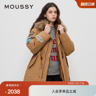 moussy春季复古可拆卸贴布刺绣N3B连帽棉服028HA430-0171