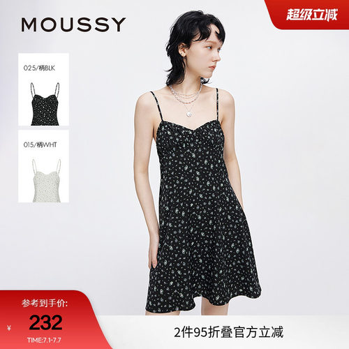moussy 2025夏季新品波嘻风茶歇裙碎花吊带连衣裙女028ISA33-1004
