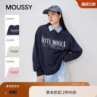 针织衫 moussy 春季 休闲风字母印花罗纹长袖 2861 028IAZ90