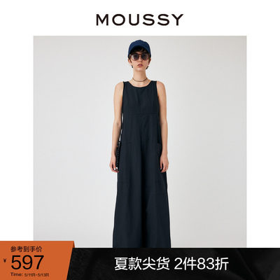 moussy日系风简约无袖阔腿连体裤