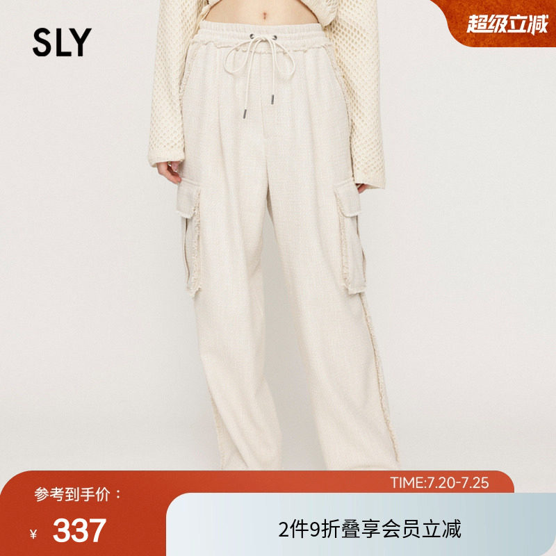 SLY 夏季工装风多口袋粗花呢抽绳腰休闲裤030HSZ31-0340