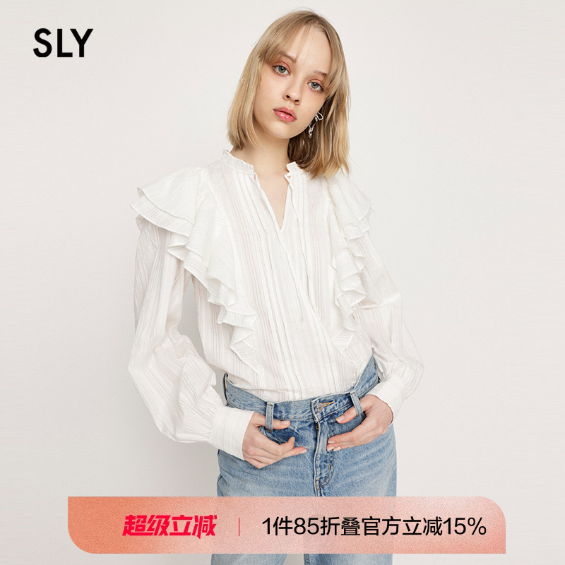 SLY法式优雅浪漫系带长袖衬衫