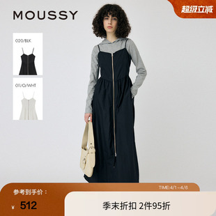 MOUSSY 新品 机能风金属拉链开襟吊带连衣裙010IS633 4141 2025春季
