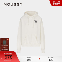 MOUSSY 2025春季新品蝴蝶刺绣印花多色连帽卫衣女028ISZ90-0051