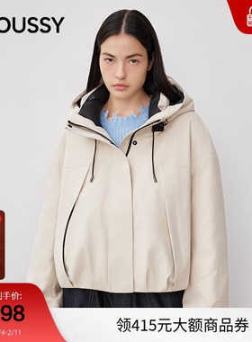 moussy 秋季新品连帽松弛抽绳宽松羽绒外套女IAC-