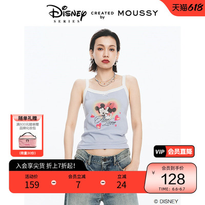 moussy爱心米奇米妮撞色小吊带