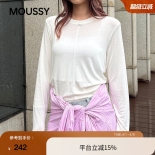 moussy春季 T恤衫 女028IAC70 1050 休闲简约风纯色圆领长袖