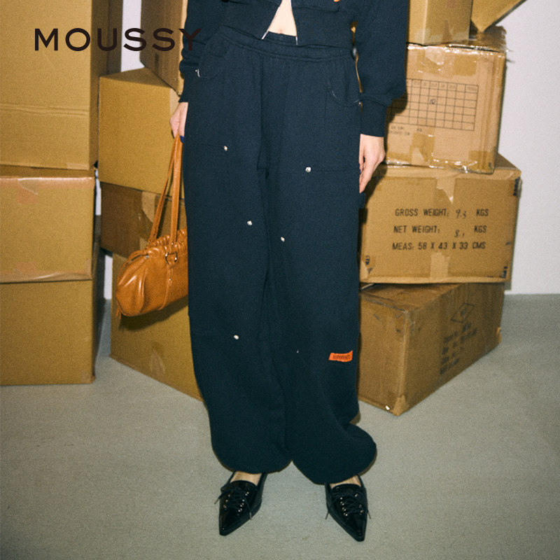 moussy 春季联名款多口袋运动休闲裤卫裤女010ISS01-0841