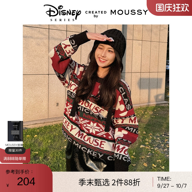 moussy迪士尼图案针织毛衣