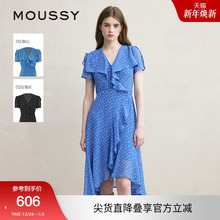 MOUSSY夏季法式度假风不规则茶歇裙连衣裙028ISZ30-3031