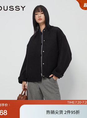 moussy 春季老钱静奢风廓形毛呢夹克外套女010HAJ30-1401