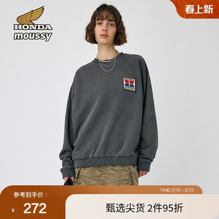 moussy x HONDA冬季美式LOGO贴布圆领卫衣010HAL01-7361