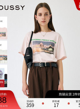 moussy 2025夏季新品自由城市图案印花三色短袖T恤010IS390-9401