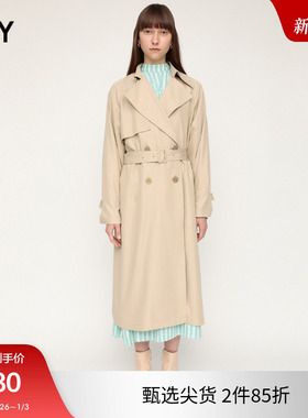 SLY奥莱 2023冬季简约风气质长款收腰风衣女C30GAA30-1710