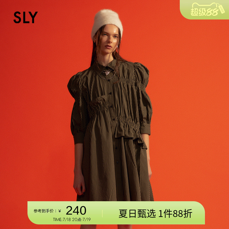 sly甜美日系不对称衬衫连衣裙