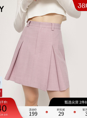 SLY 秋季高腰A字甜美短款百褶裙半身裙女030GSZ31-0680