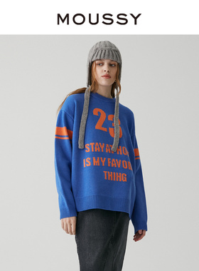 MOUSSY 冬季新品美式学院风字母百搭厚款毛衣女028GAZ70-5410