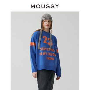 冬季 毛衣女028GAZ70 新品 学院风字母百搭厚款 5410 美式 MOUSSY