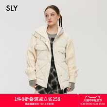 SLY奥莱冬季立领菱格纹拼接面料保暖棉服外套038FAZ30-1260