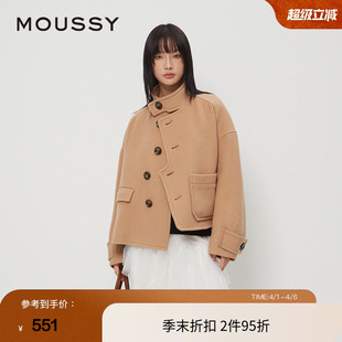 moussy 格雷系设计感解构短款 毛呢外套028HAA30 2591 春季