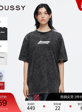 moussy 夏季街头风做旧裂纹印花短袖T恤女028ISA90-2911