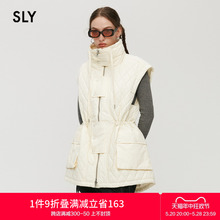 SLY奥莱2023冬季抽绳收腰菱格纹休闲棉服马甲外套女030FAL30-6580