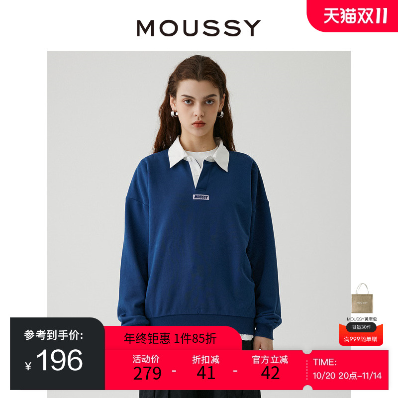 moussyOVERSIZELOGO刺绣卫衣