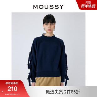 女010GSS70 MOUSSY 日系淑女风蝴蝶结圆领针织衫 新品 0060 24夏季